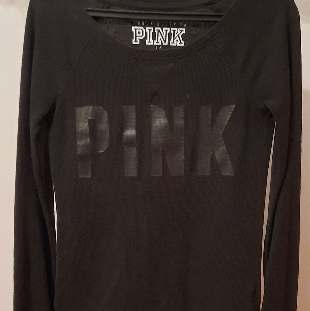 PINK long sleeve black themal top